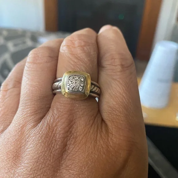 Authentic David Yurman 18k Gold & Sterling Silver Diamond Ring Rings